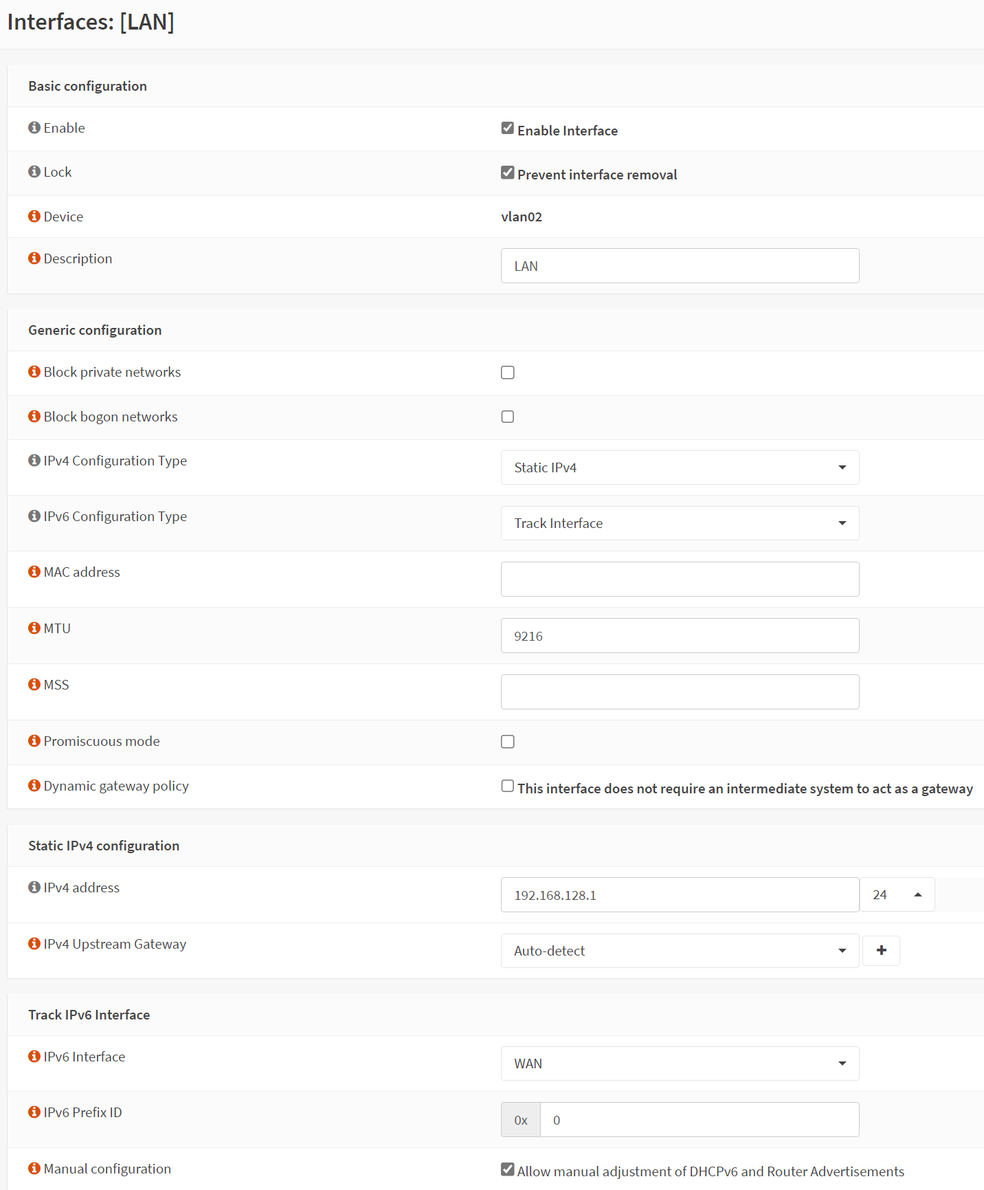 VLAN configuration